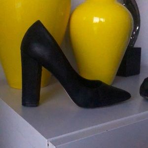 Pointy Black Block Heels